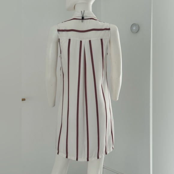 BCBG Generation Striped Button Up Shirt Dress Size XS White Burgundy Stripes - Picture 3 of 8